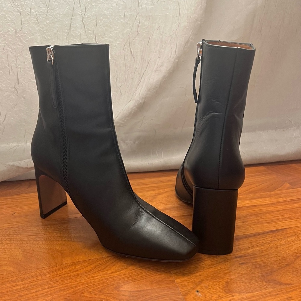 Black Square Toe Ankle Boot